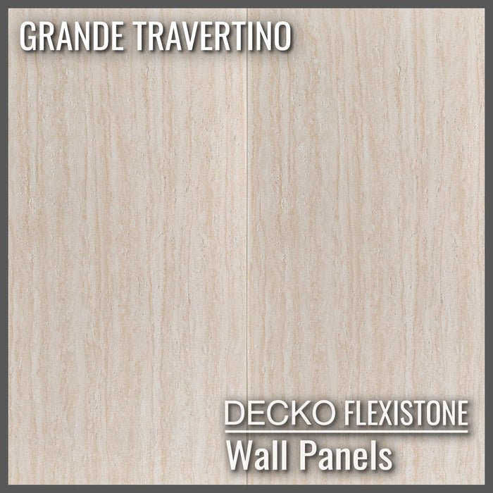 Wholesale: DECKO Flexistone Wall Panels - Box of 6: GRANDE TRAVERTINO panels (1200x600mm) - FOB Shenzen. MOQ 1 Pallet = 72 boxes (Price/Box)