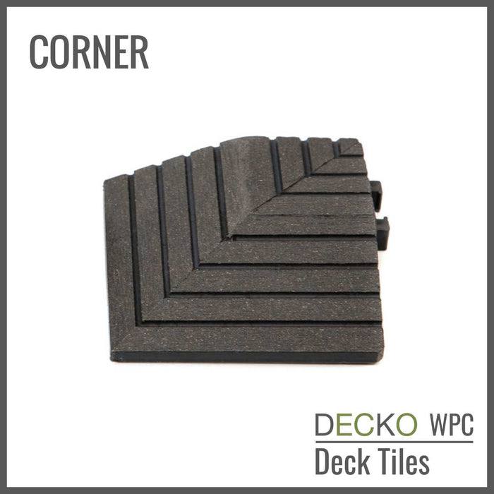 Wholesale: Box of 100 Corner Pieces for DECKO WPC Premium Tiles - Select Colour - Add-on only to full pallet orders (Price/Box)