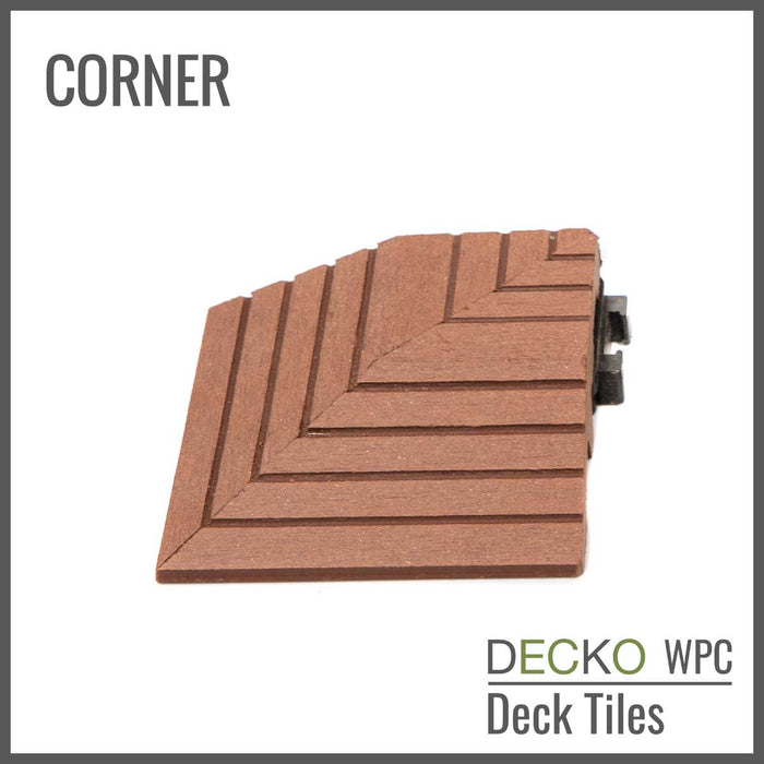 Wholesale: Box of 100 Corner Pieces for DECKO WPC Premium Tiles - Select Colour - Add-on only to full pallet orders (Price/Box)