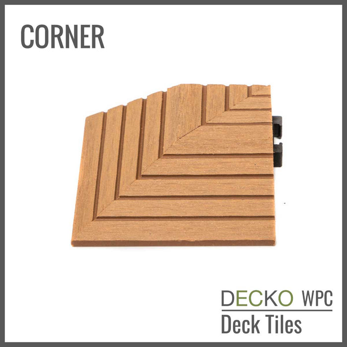 Wholesale: Box of 100 Corner Pieces for DECKO WPC Premium Tiles - Select Colour - Add-on only to full pallet orders (Price/Box)