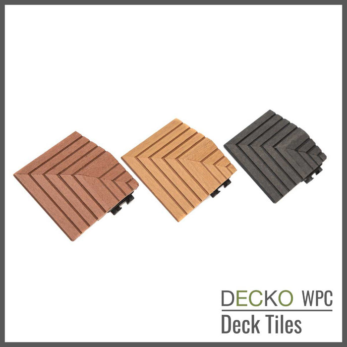 Wholesale: Box of 100 Corner Pieces for DECKO WPC Premium Tiles - Select Colour - Add-on only to full pallet orders (Price/Box)