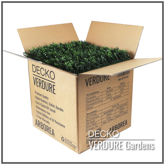 Wholesale: Box of 24 DECKO VERDURE 500mm x 500mm Green Wall Panels - ARBOREA - FOB Shanghai. MOQ 1 Pallet = 12 boxes (Price/Box)