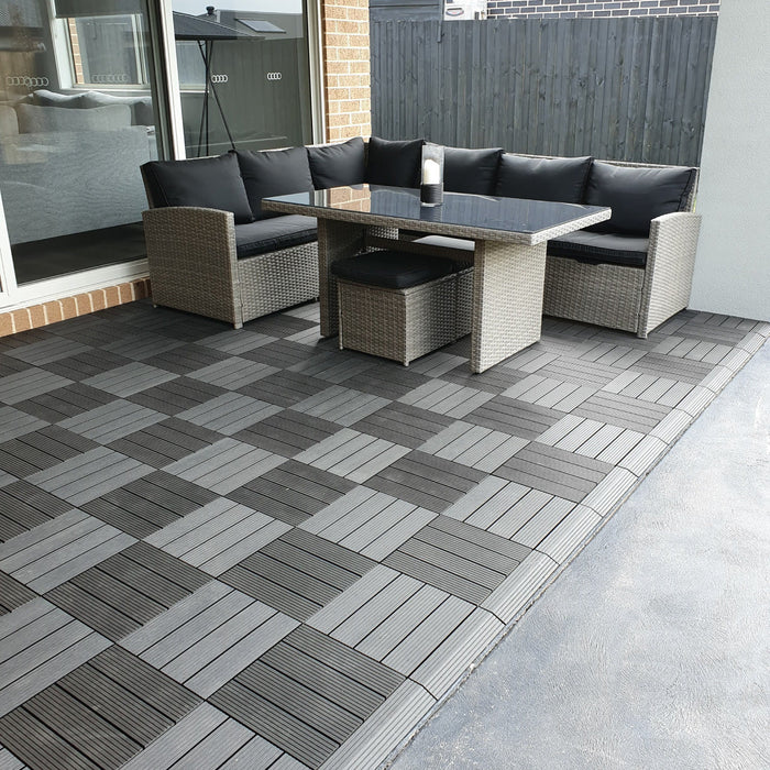 Wholesale: Box of 11 DECKO Premium WPC Tiles - Select Colour - FOB Shanghai, MOQ is 1 pallet = 84 boxes (Price/Box)
