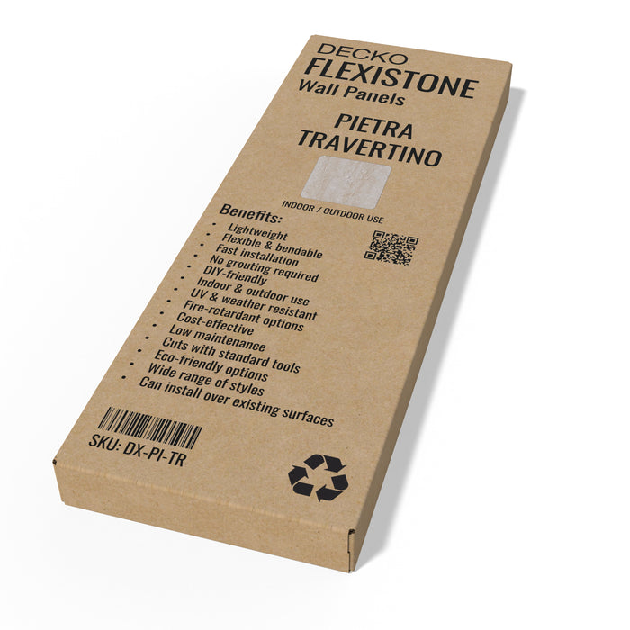 Wholesale: DECKO Flexistone Wall Panels - Box of 16: PIETRA TRAVERTINO panels (900x300mm) - FOB Shenzen. MOQ 1 Pallet = 68 boxes (Price/Box)