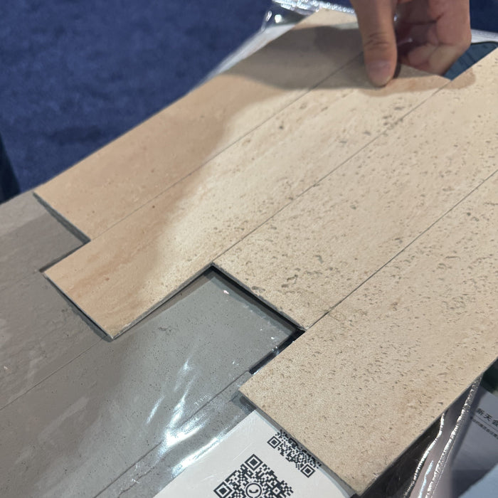 DECKO Flexistone Wall Panels - BRICO TRAVERTINO - Box of 12 Interlocking Peel-and-Stick Panels