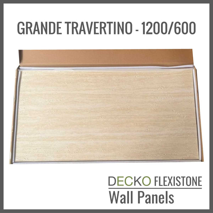 DECKO Flexistone Wall Panels - TRAVERTINO: Choose Size - Boxes of flexible stone panels