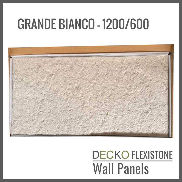DECKO Flexistone Wall Panels - GRANDE BIANCA - Box of 5 panels 1200x600mm