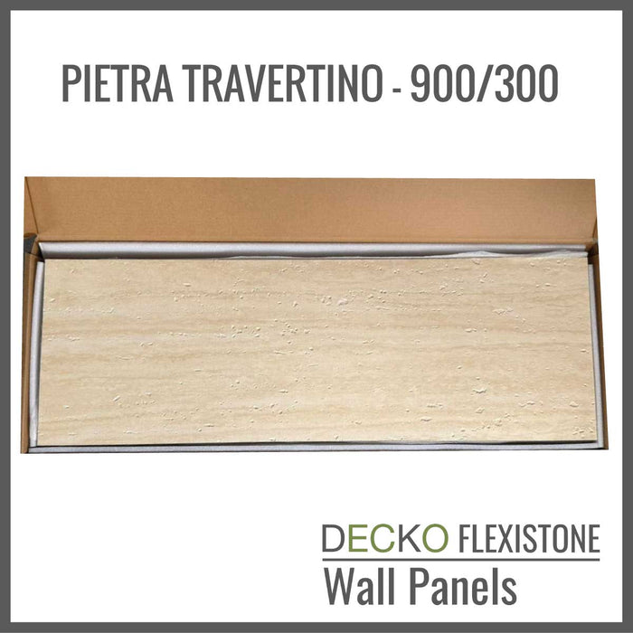 DECKO Flexistone Wall Panels - TRAVERTINO: Choose Size - Boxes of flexible stone panels