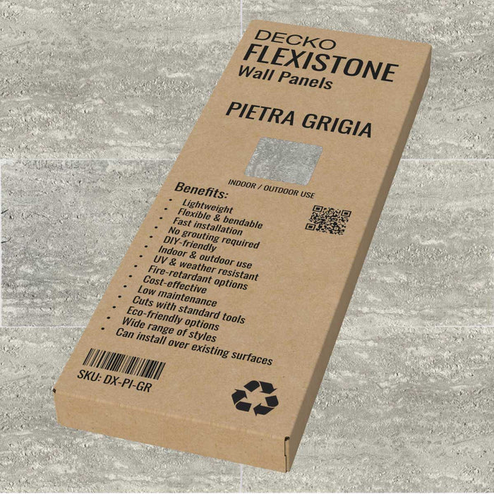 DECKO Flexistone Wall Panels - PIETRA GRIGIA - Box of 16 900x300mm Panels