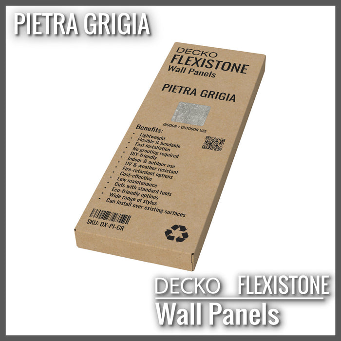 DECKO Flexistone Wall Panels - PIETRA GRIGIA - Box of 16 900x300mm Panels