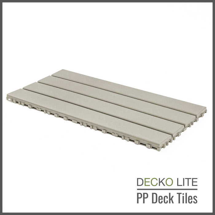DECKO Lite PP Deck Tiles - BEIGESLAT - 608x304mm - Premium, 100% Recycled Polypropylene (Price/Tile)