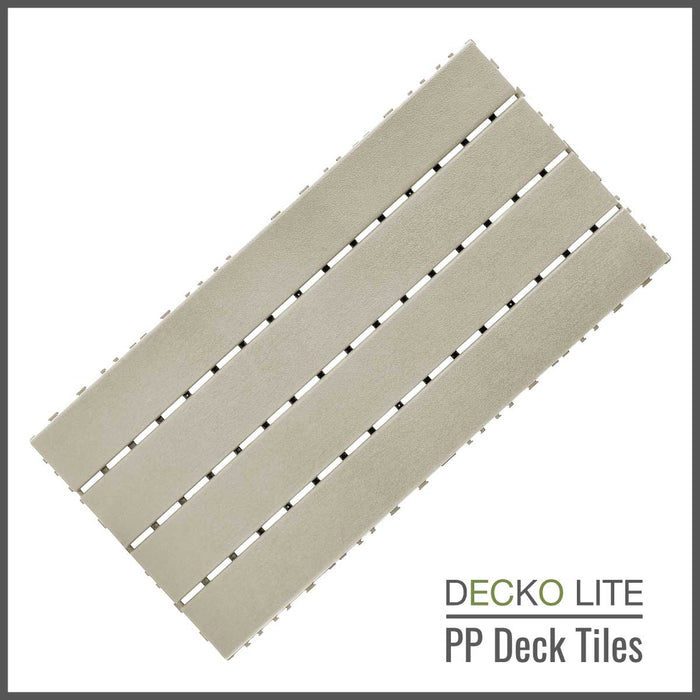 DECKO Lite PP Deck Tiles - BEIGESLAT - 608x304mm - Premium, 100% Recycled Polypropylene (Price/Tile)