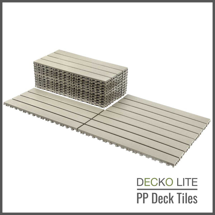 DECKO Lite PP Deck Tiles - BEIGESLAT - 608x304mm - Premium, 100% Recycled Polypropylene (Price/Tile)