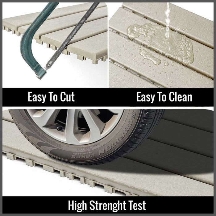 DECKO Lite PP Deck Tiles - BEIGESLAT - 608x304mm - Premium, 100% Recycled Polypropylene (Price/Tile)