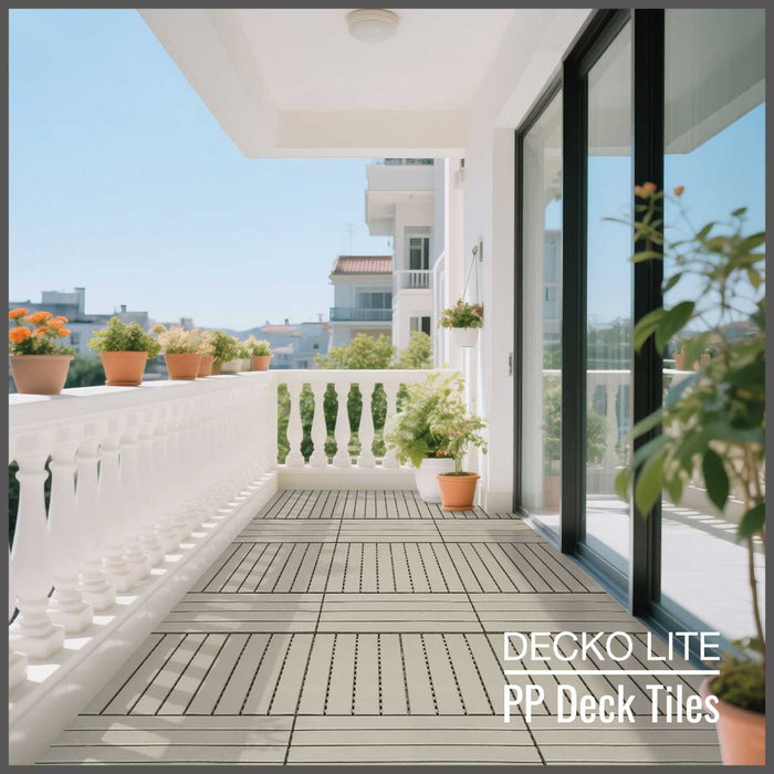 DECKO Lite PP Deck Tiles - BEIGESLAT - 608x304mm - Premium, 100% Recycled Polypropylene (Price/Tile)