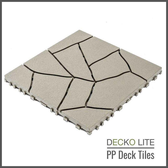 DECKO Lite PP Deck Tiles - BEIGESTONE - 304x304mm - Premium, 100% Recycled Polypropylene (Price/Tile)