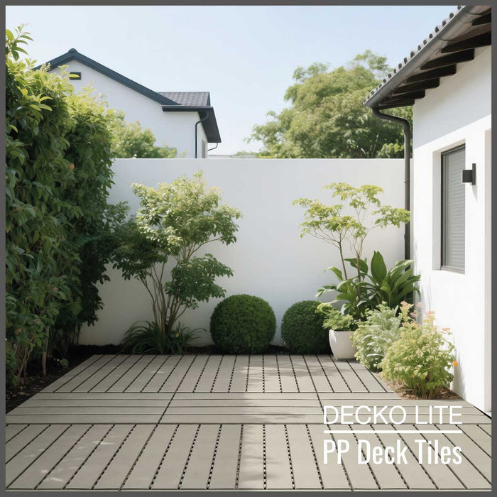DECKO Lite PP Deck Tiles - BEIGESLAT - 608x304mm - Premium, 100% Recycled Polypropylene (Price/Tile)