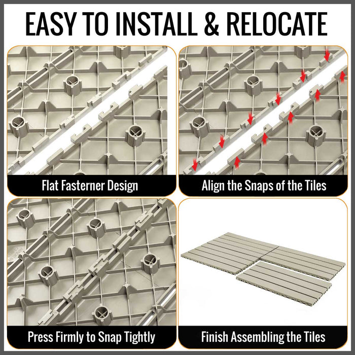 DECKO Lite PP Deck Tiles - BEIGESLAT - 608x304mm - Premium, 100% Recycled Polypropylene (Price/Tile)